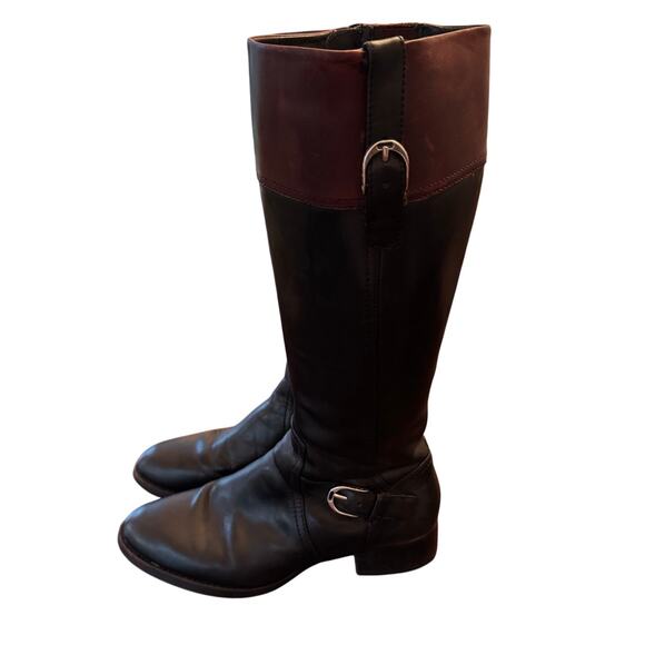 Ariat Shoes - Ariat Women’s York Two Toned Riding Tall Boots Size 9 B Black Burgundy Leather